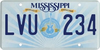 MS license plate LVU234