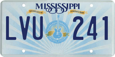 MS license plate LVU241