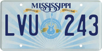 MS license plate LVU243