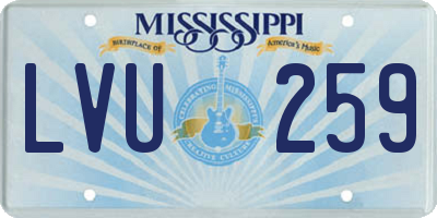 MS license plate LVU259