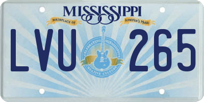 MS license plate LVU265