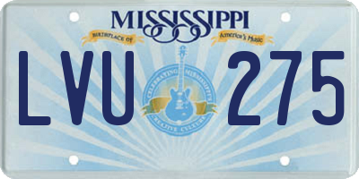 MS license plate LVU275