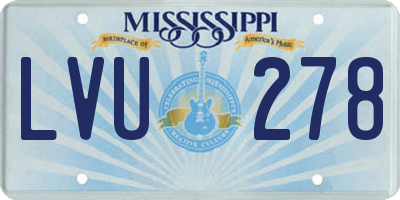 MS license plate LVU278