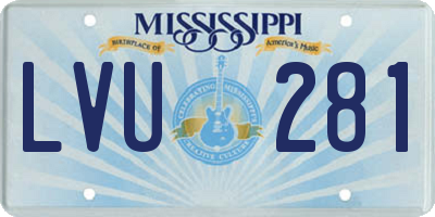 MS license plate LVU281