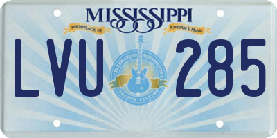 MS license plate LVU285