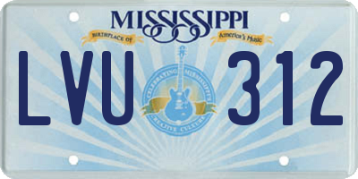 MS license plate LVU312