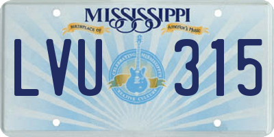 MS license plate LVU315