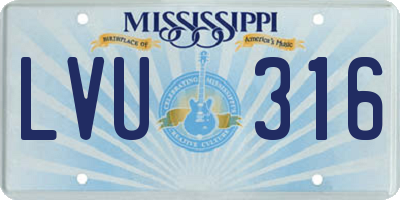 MS license plate LVU316