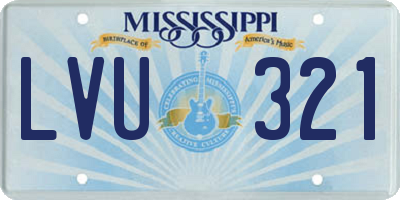 MS license plate LVU321