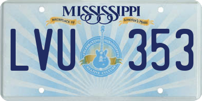 MS license plate LVU353