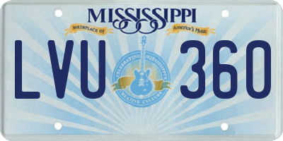 MS license plate LVU360
