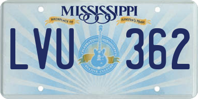 MS license plate LVU362