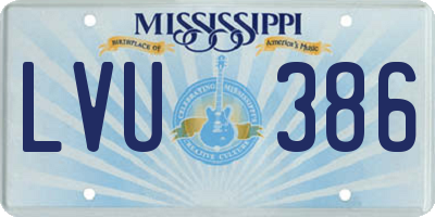 MS license plate LVU386
