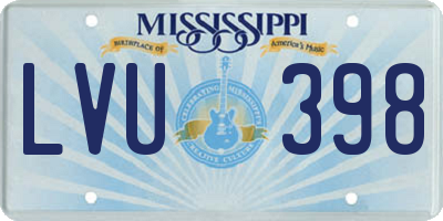 MS license plate LVU398