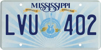 MS license plate LVU402
