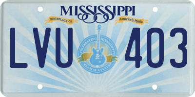 MS license plate LVU403