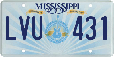 MS license plate LVU431
