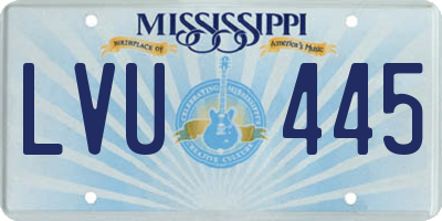 MS license plate LVU445