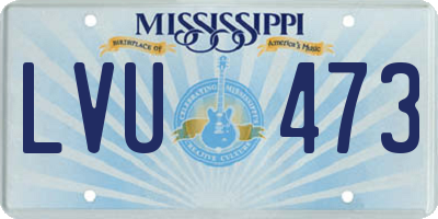 MS license plate LVU473
