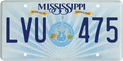 MS license plate LVU475