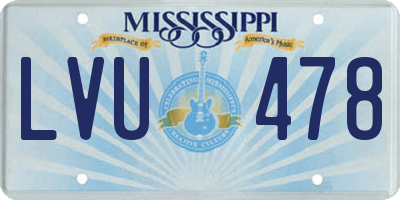 MS license plate LVU478
