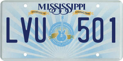 MS license plate LVU501