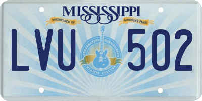 MS license plate LVU502