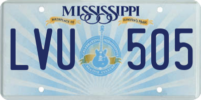 MS license plate LVU505