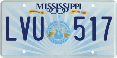 MS license plate LVU517
