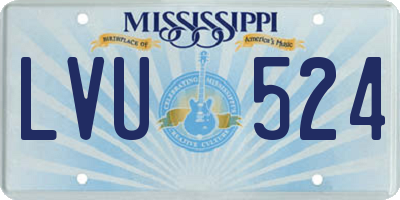 MS license plate LVU524