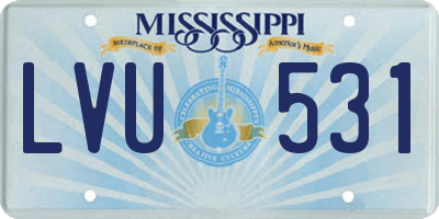 MS license plate LVU531