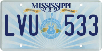MS license plate LVU533