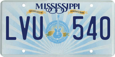 MS license plate LVU540