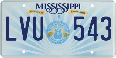MS license plate LVU543
