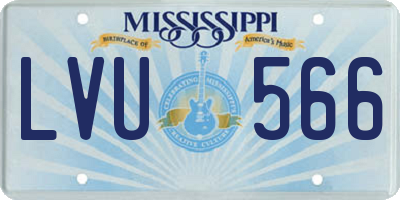 MS license plate LVU566