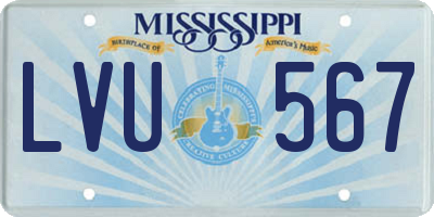 MS license plate LVU567