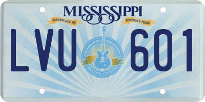 MS license plate LVU601