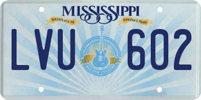 MS license plate LVU602
