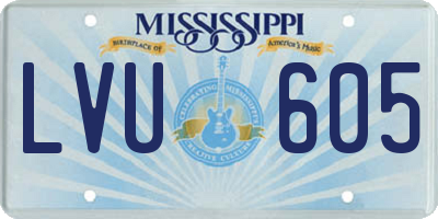MS license plate LVU605