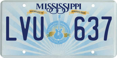 MS license plate LVU637