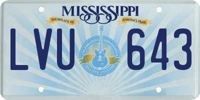 MS license plate LVU643