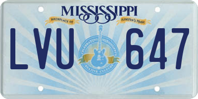 MS license plate LVU647