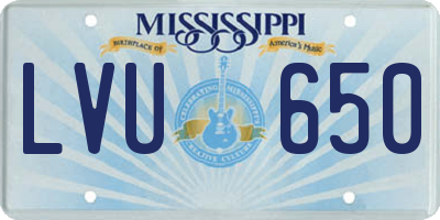 MS license plate LVU650