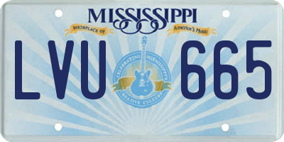 MS license plate LVU665