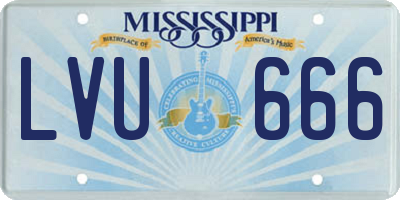 MS license plate LVU666