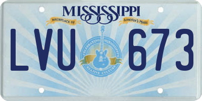 MS license plate LVU673