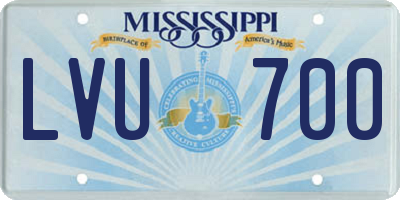 MS license plate LVU700