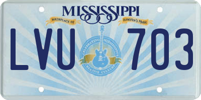 MS license plate LVU703