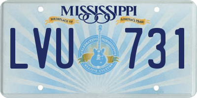 MS license plate LVU731