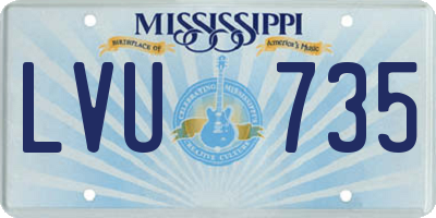 MS license plate LVU735